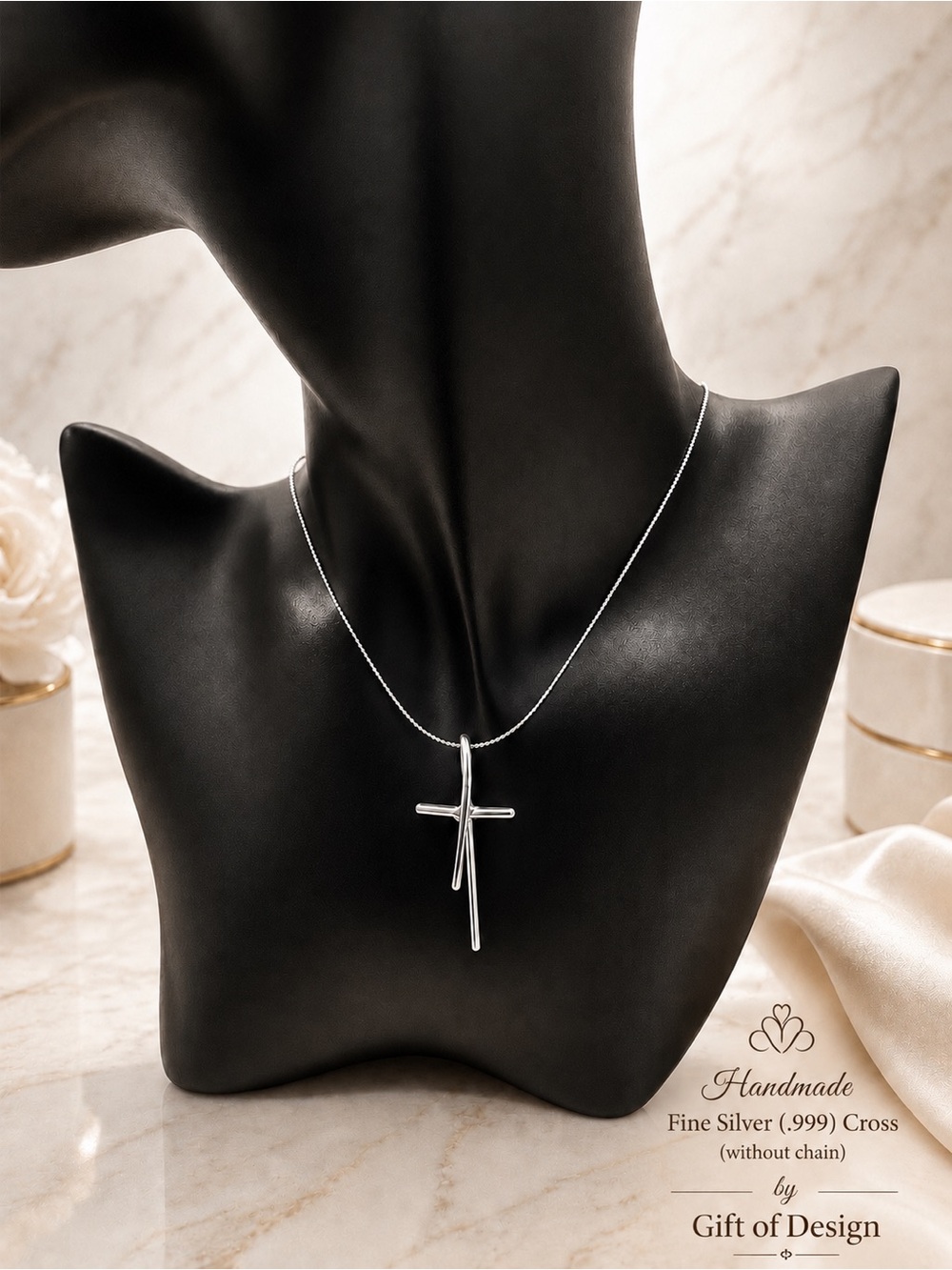 Handmade Fine Silver Cross Necklace